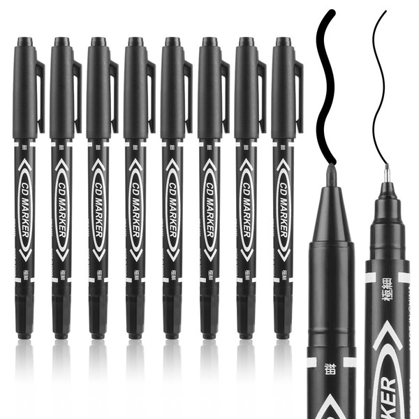 YUXIANLB Black Markers for Drawing, 10 Pack Dual Tip Brush