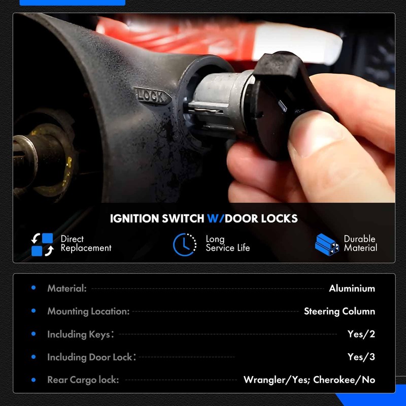Ignition Switch Lock Cylinder with Door Lock & Keys Fit