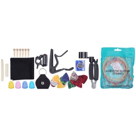 50Pcs Guitar Accessories Kit Strings Picks Capo Finger Cot Tuner Restring Tool Set