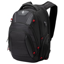 Swissdigital Design Travel Backpack for Women or Men, TSA Friendly USB Charging RFID Protection Business Carry on Bag Fits 15.6" Laptop Backpack Black | J14-BR