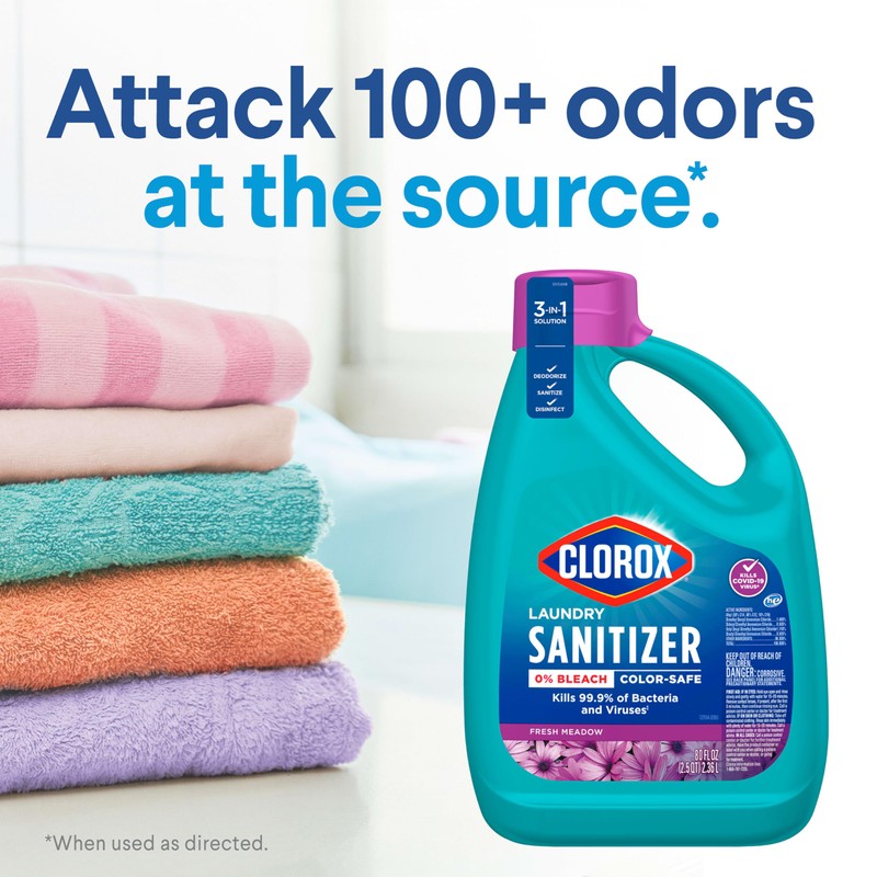 CLOROX Laundry Sanitizer, 0% Bleach, Color Safe, Clean Linen, 80