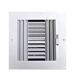 HBW Four-Way Plastic Side Wall/Ceiling Register in White 6" w X 6" h for Duct Opening (Outside Dimension is 8" w X 8" h)