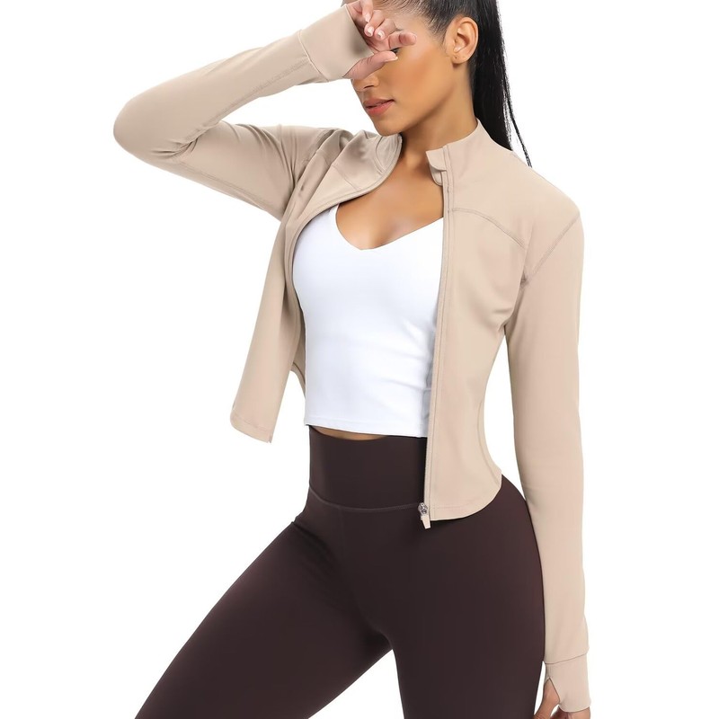 QUEENIEKE Workout Running Jackets for Women Zip Up Athletic Yoga