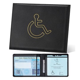 Disabled Badge Holder, Blue Badge Holder Wallet for Car, Leather Disability Badge Holder Wallet Protector Parking Permit Discreet Cover Hologram, Discreet Timer Blue Badge Holder(Black)