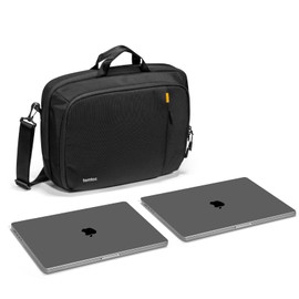 tomtoc 16-inch Dual Compartment Laptop Briefcase for 2 Laptops, Business Protective Laptop Messenger Shoulder Bag for a Laptop+ a Portable Monitor, Water-resistant Multi-functional Computer Work Bag