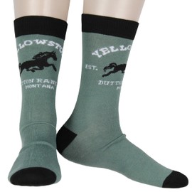 Bioworld Yellowstone Crew Socks, Dutton Ranch Montana 1886 Y Logo Crew Socks For Men Women 2 Pair