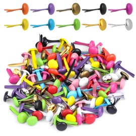 100Pcs Mini Brad Paper Fasteners, Brass Brads Round Fasteners Pastel Multicolor Metal Round Pastel Brads for Kids Crafts DIY Projects Decorative Scrapbooking Office DIY Supplies (0.3 * 0.63inch)