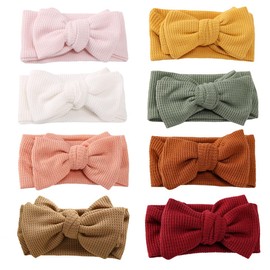 GEZISAN Baby Headbands Waffle Hairband with Bows for Baby Girls Newborn Infant Toddlers Kids