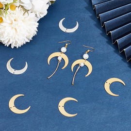 UNICRAFTALE Crescent Moon Connection Pendant Made of Stainless Steel Moon Connector Metal Connector Pendant for Making DIY Earrings and Necklaces, Precious metal