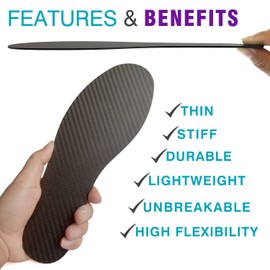 1 Pair Very Rigid Carbon Fiber Shoe Inserts for Arthritis,Lis Franc,Metatarsal Fractures,Acute Turf Toe,Hallux Rigidus…,Length 27.5cm(Fit Men Size 11/Women 12)