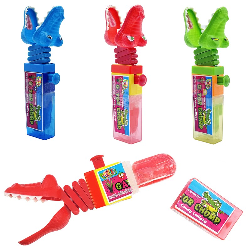The Dreidel Company Chomp Sour Candy Lollipops, Three Flavors Green
