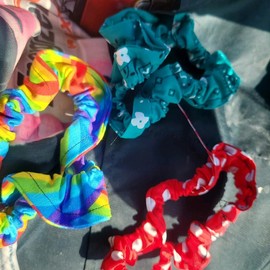 Cotton Scrunchies for Women - Fashion Hair Accessories - Color: rainbow, size: 1