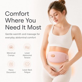 Period Heating Pad for Cramps, Cordless Portable Heating Pad with Massage, 5000mAh Rechargeable, 3 Heat Levels, 5 Vibration Levels, 3 Massage Modes, Pink Wearable Belt for Women