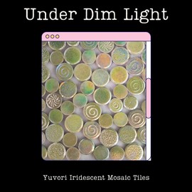 Yuvori 1lb Iridescent Round Ceramic Mosaic Tile DIY for Bathroom, Kitchen, Living Room and Garden (Green)