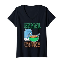 Womens Cereal Killer serialkiller Cornflakes pun V-Neck T-Shirt