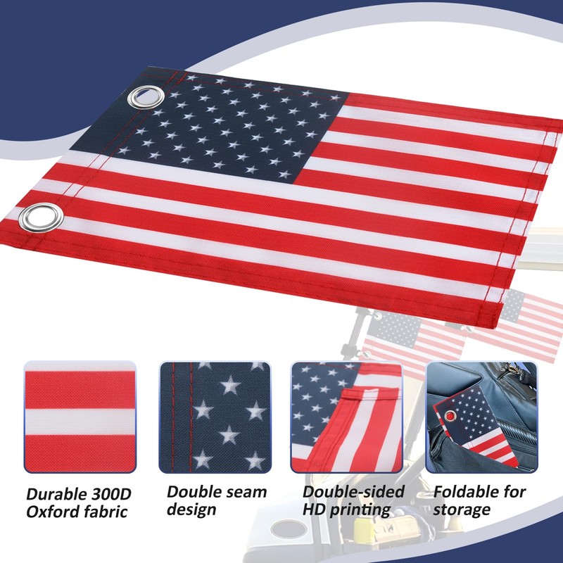 TRINKA 2 Pack Golf Cart American Flag with Elastic Straps,