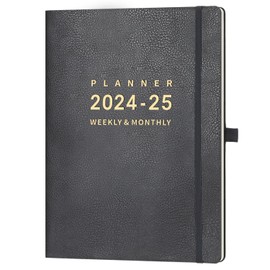 2024-2025 Planner - July 2024 - June 2025, Planner 2024-2025 Daily Weekly and Monthly, 8.5" x 11", Pen Holder, Calendar Stickers, Pocket, 25 Notes Pages, Faux Leather Cover, A4 Premium Paper -Gray
