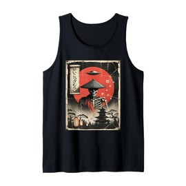 Vintage UFO Alien Samurai Skeleton Japan Funny Ukiyo-e Art Tank Top
