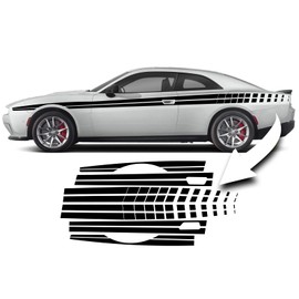 BENINI DESIGN STUDIO Split Side Racing Stripes Fits 2024 2025 Dodge Charger EV Scat Pack Base Daytona Vinyl Stripes, Stickers, Decals Charger EV Grahics (Gloaa Black)