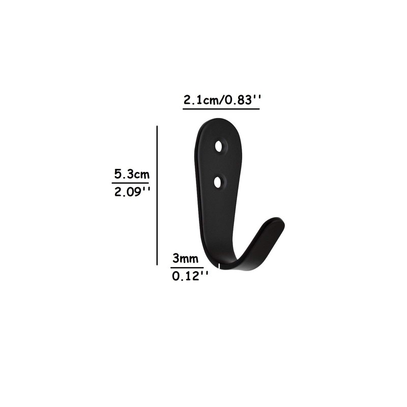 Mokife Pack of 8 Coat Hooks Black Matt Stainless Steel