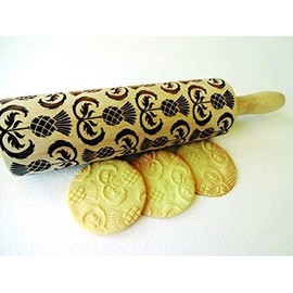 Kinder Nudelholz DISTELN für hausgemachtes Gebäck. Gravierte präge Teigroller mit Disteln blumes für Keramik. Länge 24cm. Nudelholz mit Muster von Algis Crafts