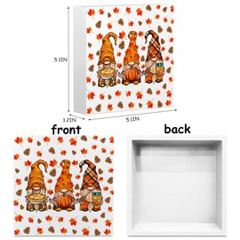 Fall Decor Gnome Pumpkin Fall Leaves Wood Box Sign, Fall Decorations for Home, Farmhouse Decor Gnomes Decorations for Home, Country Wooden Signs Thanksgiving Decor, Desk Home Decor Decorations 5 x 5