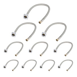 10-Pack HeSun 20-Inch Toilet Hose, 1/2" FIP(3/8" Comp) x 7/8" Ballcock, Stainless Steel Toilet Connector Supply Line