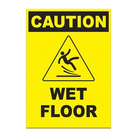 Wet Floor Decals Caution Yellow Anti-Slip Vertical Shape B Lifestyle Industrial Signs Stickers 17Inches Longer Side