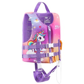 MoKo Swimming Vest for Kids 27-46 lbs, Clearance Children Swim Vests Water Activity Equipment Cute Pattern Watersports Swimming Device for Toddlers Boys Girls, M Size, Lilac Unicorn