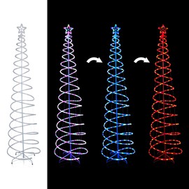 Alpine Corporation Large Spiral Christmas Tree with Multi-Functional Colored LED Lights, Christmas Decoration