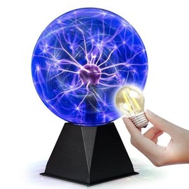 PLAYBEES Colorful Plasma Ball - 7 Inch - Static Electricity in a Vacuum Pressurized Glass Globe - Color: Purple