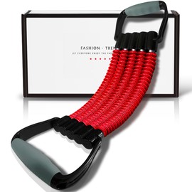 Chest Expander with Adjustable Resistance Bands, Black (Red)