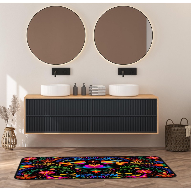 Floral Mexican Birds Kitchen Rug,Kitchen Runner Rug Non Slip Washable