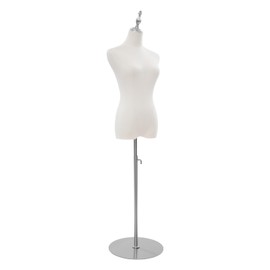 Mannequin Body Dress Form Torso Female Manikin, 27.56-51.18Inch Height Adjustable Female Mannequin with Metal Base Stand, Multipurpose Manikin Body for Sewing Dressmakers Dress Jewelry Display