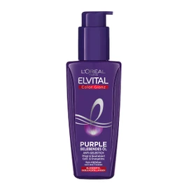 L'Oréal Paris Elvital Hair Oil for Blonde, Highlighted, Grey Hair, Neutralises Yellow Tones, Colour Shine Purple Invigorating Oil Against Yellow, 1 x 100 ml
