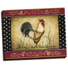Gango Home Decor Canvas Cock-A-Doodle-Doo; Beautiful, Vintage, Rustic Rooster; One 20x16 Hand-Stretched Canvas