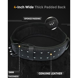 RAD Weight Lifting Belt 4 inch Leather Gym Workout Powerlifting Belt (Jet Black, Small)