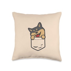 Pocket Black And Tan Shiba Inu Cute Dog Lover Pet Owner Gift Throw Pillow