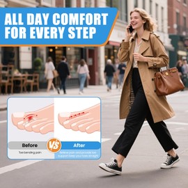 Hammer Toe Straightener Corrector for Women & Men – 8 Pack Gel Toe Splints to Correct Toes, Realign Bent, Claw, Crooked, Curled Toes – Toe Straighteners for Walking & Standing – 3 Sizes (S/M/L)