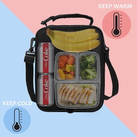 Kato Tirrinia Expandable Insulated Lunch Bag, 16L Large Lunch Cooler Bag with Shoulder Strap for Men and Women, Leakproof Lunch Box Bag, Suitable for Work School Picnic Camping Beach Travel, Black