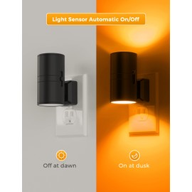 L LOHAS LED Night Light, Amber Nightlight, Dimmable Night Light, Light Sensor, Yellow Nightlight, 0-100LM, Sleep Light for Kids, Soft & Warm Light for Bedroom, Bathroom, 2 Pack