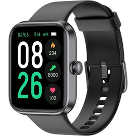Watch 45mm, Fitness Watch with /Sleep  Steps Calories Counter, IP68  Activity  Compatible with Android iOS - Color: Black