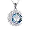 URONE Compass Necklace 925 Sterling Silver Compass Pendant Crystal Necklace