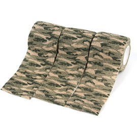 Heiegdr Self Adhesive Camo Tape, 6 Rolls Camouflage Form Tape Wrap Protective Bandage for Flashlights, Bicycle Outdoor Sports Hunting Activities 1.96'' x 177'' (Grass Camo)