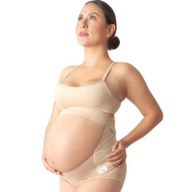 For Moms Fajas para Embarazadas Faja Maternidad Faja para Embarazo Soporte Maternal para El Vientre Protege La Espalda Tela Extra Suave Multilinea Color Nude (EG)