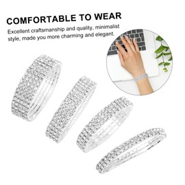 COLLBATH Classical Full Diamond Rhinestone Stretch Bracelet Wedding Party Accessory Set for Bridesmaids