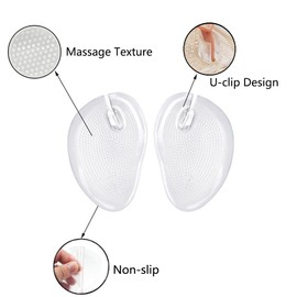 2 Pairs Gel Transparent Thong Sandal Toe Protectors Inserts Antislip Shoes Grip Pads Clip-on Inserts Forefoot Cushions Pad