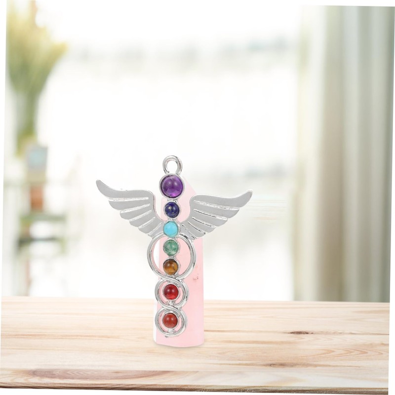 Gatuida Delicate Angel Hexagonal Column Crystal Stone Pendant Ornament for