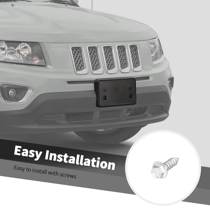 Jimen Fit for Jeep Compass 2011-2017, Front License Plate Frame