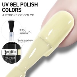 beautilux Pastel Yellow Gel Nail Polish, 1Pcs Light Yellow Color Gel Polish High Gloss Soak Off UV Nail Art Gel Manicure Salon at Home for Women (10ML)